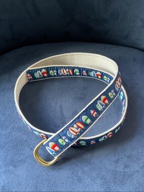 Leather Man Navy Sailboat Web Belt